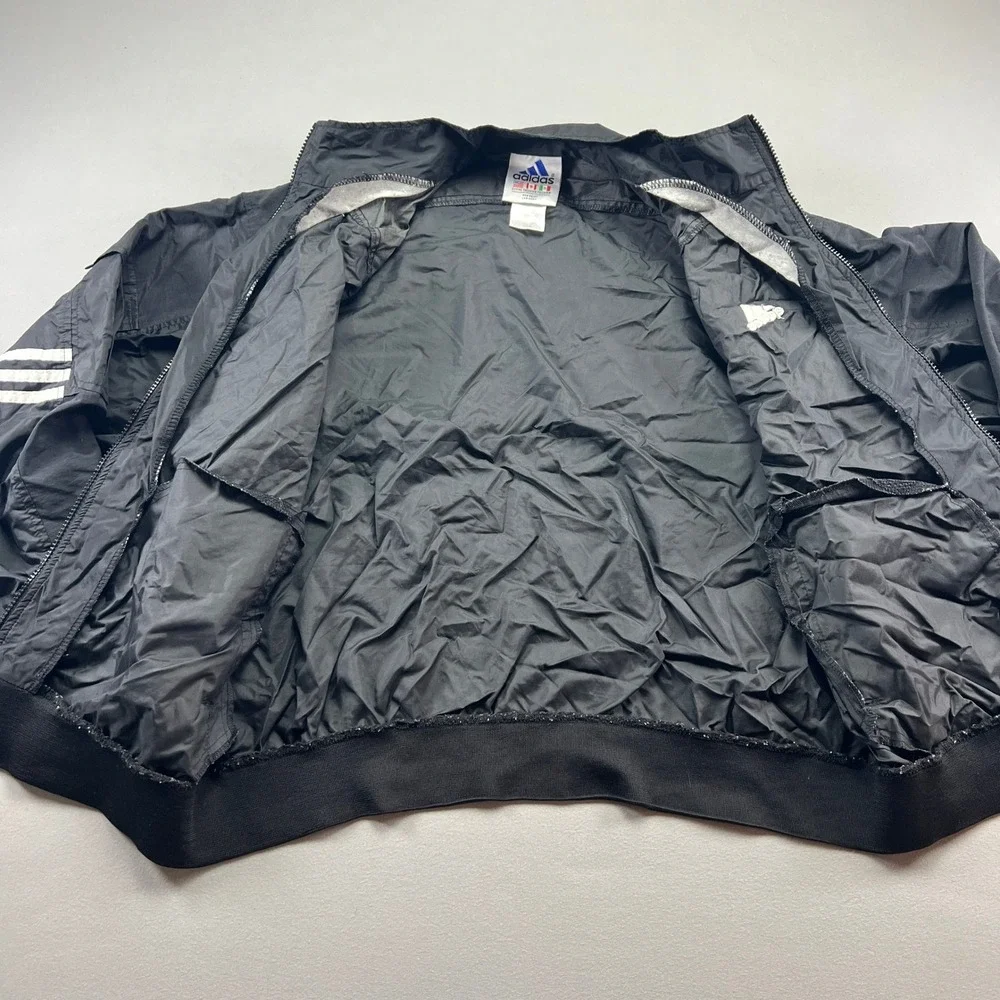 Adidas Windbreaker Jacket Mens XL Black Mock Neck Athleisure Running Full Zip